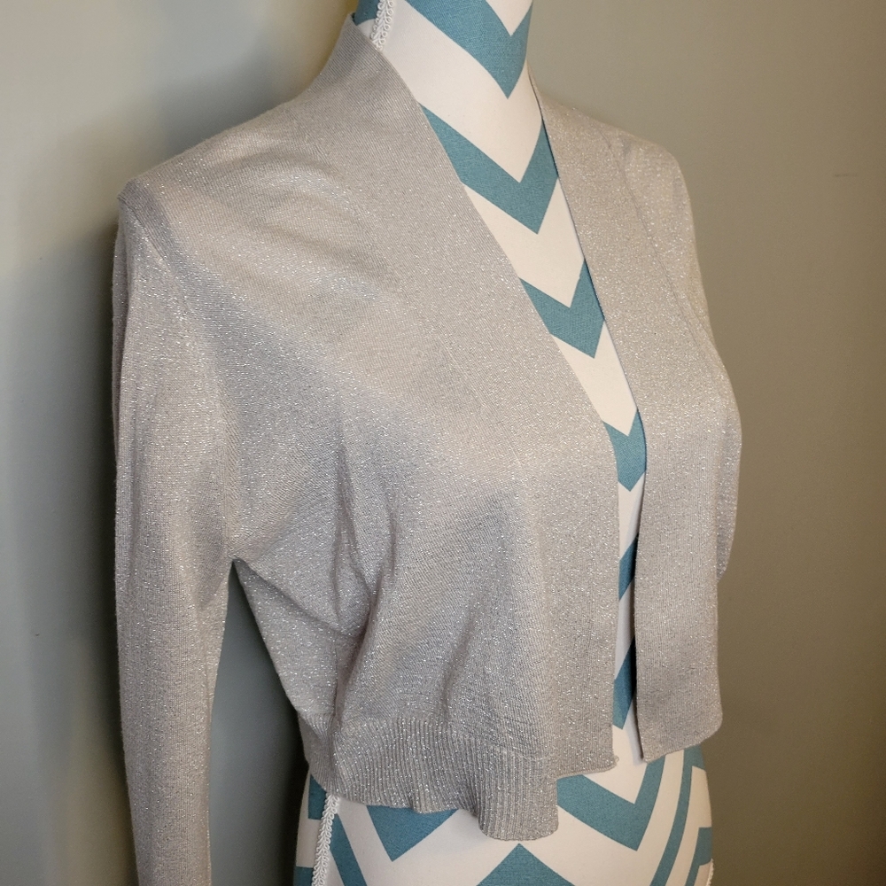 Calvin Klein Silver/Grey Metallic Shrug Size M